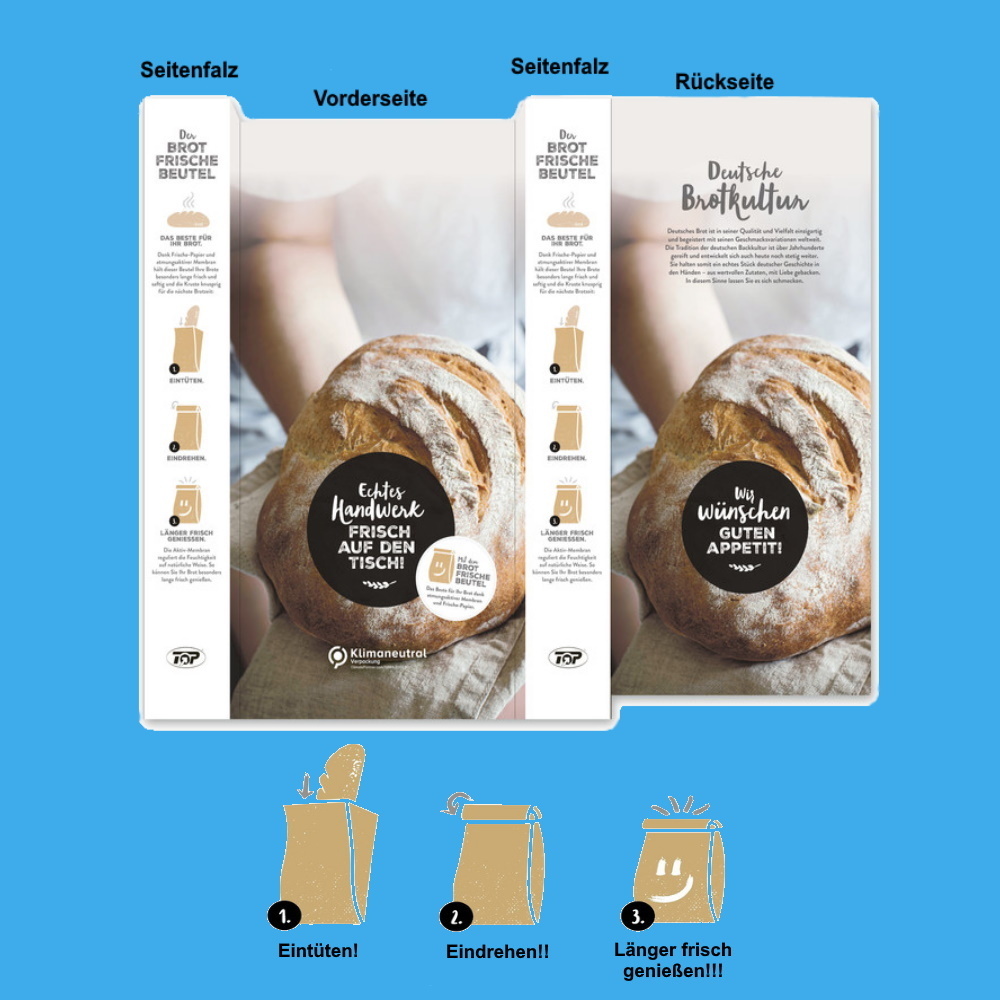 Brotfrisch Faltenbeutel atmungsaktiv 20+7x42cm Kraft klimaneutral 1000St