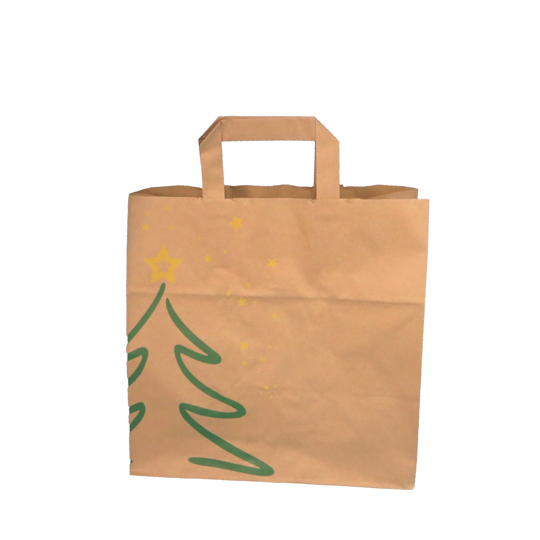 Papiertragetaschen Weihnachten "Tanne & Sterne" 26+17x25cm braun 250St