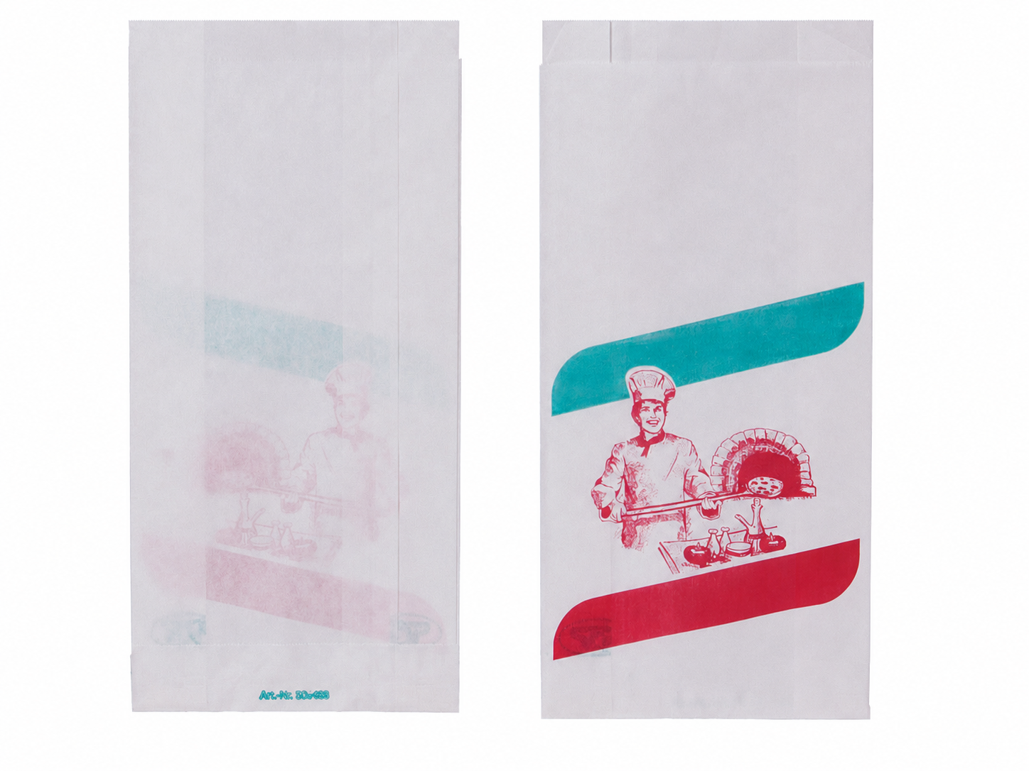 Pizzabrötchenbeutel Papier 20+7x32cm fettdicht 1000St