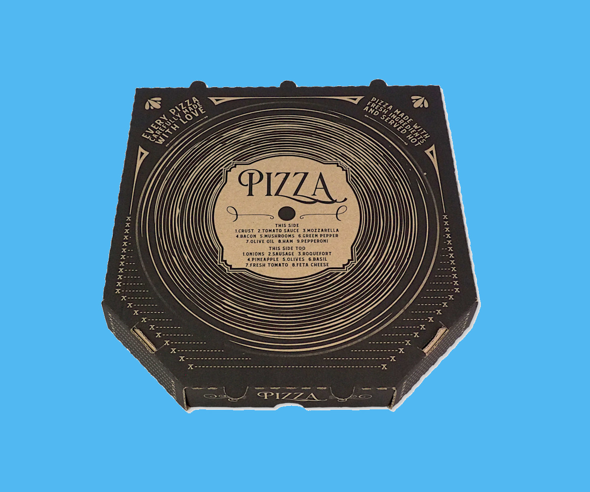 Pizzakartons Treviso "Black Disk" 4cm hoch 100St. verschiedene Größen