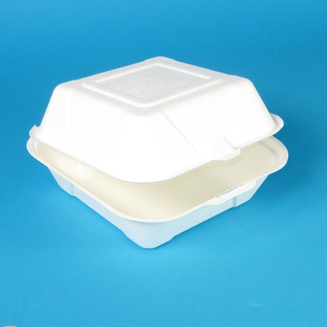 Bio Hamburgerbox Zuckerrohr/Bagasse XL 215x215x105mm weiß 200St