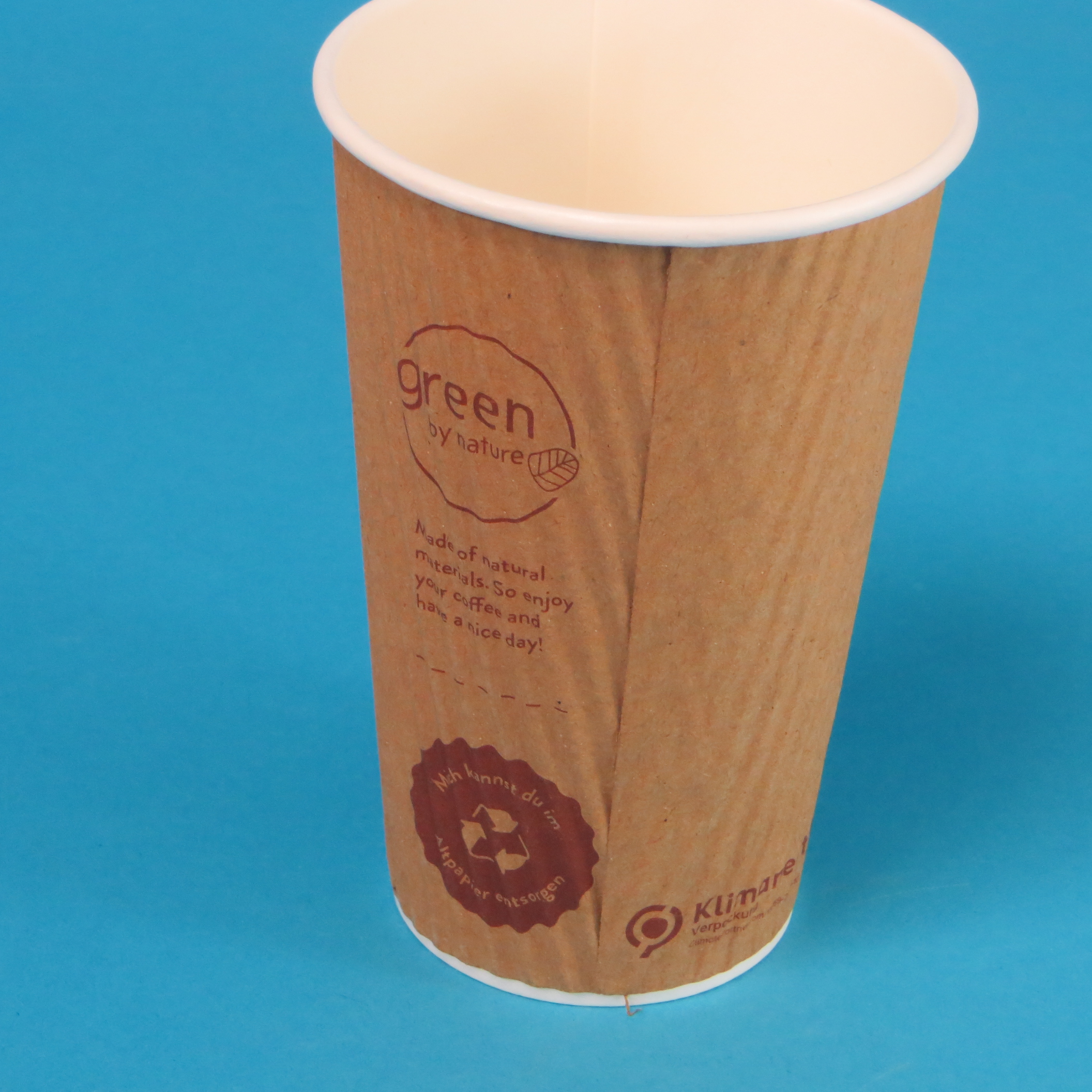 Bio Coffee to go Ripple Cups "Natural" Premium ohne PE/PLA Beschichtung versch. Größen