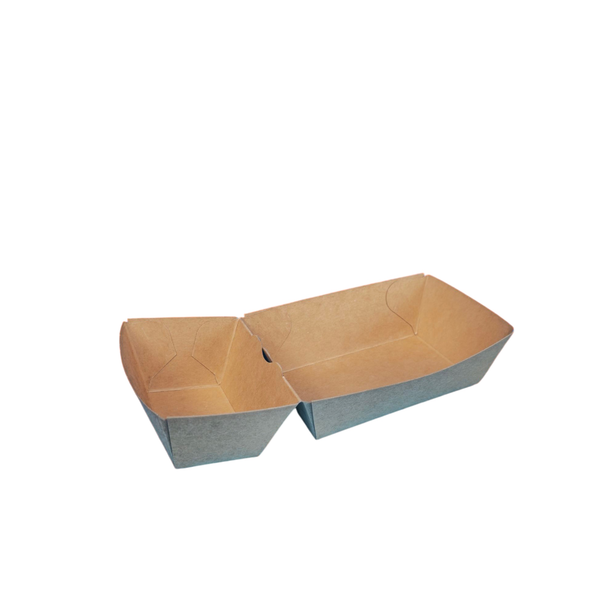 Bio Snackschalen mit Dipfach 215x90x45mm braun Kraftkarton mit Fettbarriere 600St.