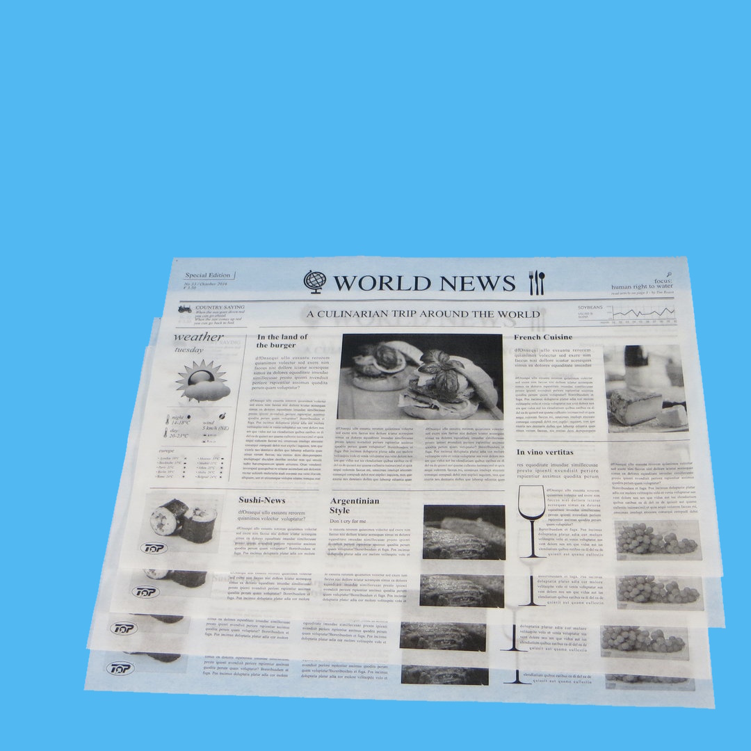 Einschlagpapier Pergamentersatz fettdicht "Zeitungsmotiv" 25x38cm 1000St