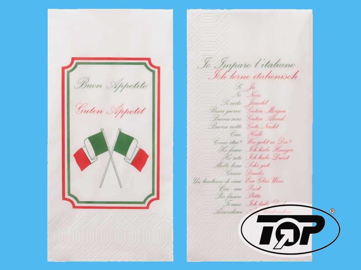 Tissue Motivservietten "Italienische Flagge" 40x40cm 2lg 1/8 2400St