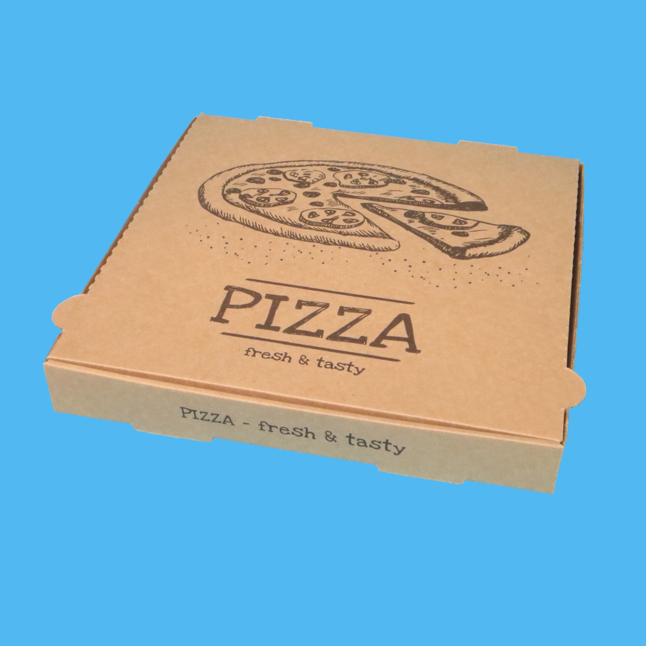 Pizzakartons fresh & tasty braun 4cm hoch extrastark 100St. versch. Größen