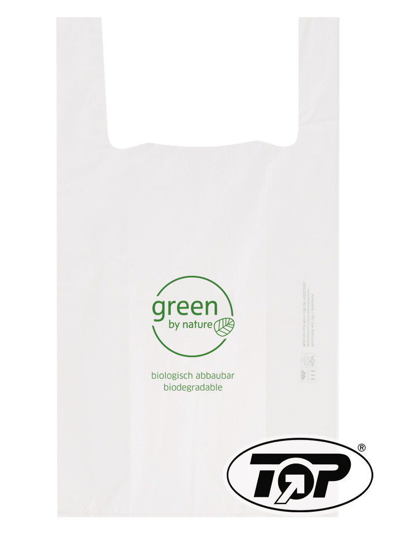 Bio Hemdchentragetaschen "Green" 28+14x48cm 14my 1000St