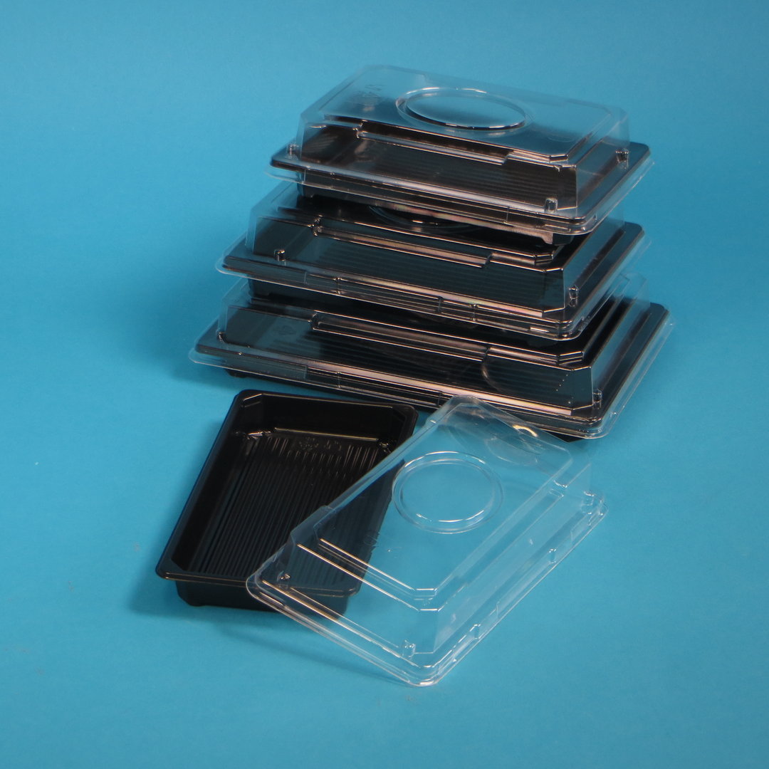 Sushi Trays mit Deckel Kombipack 185x130x50mm rPET recycelbar 400St
