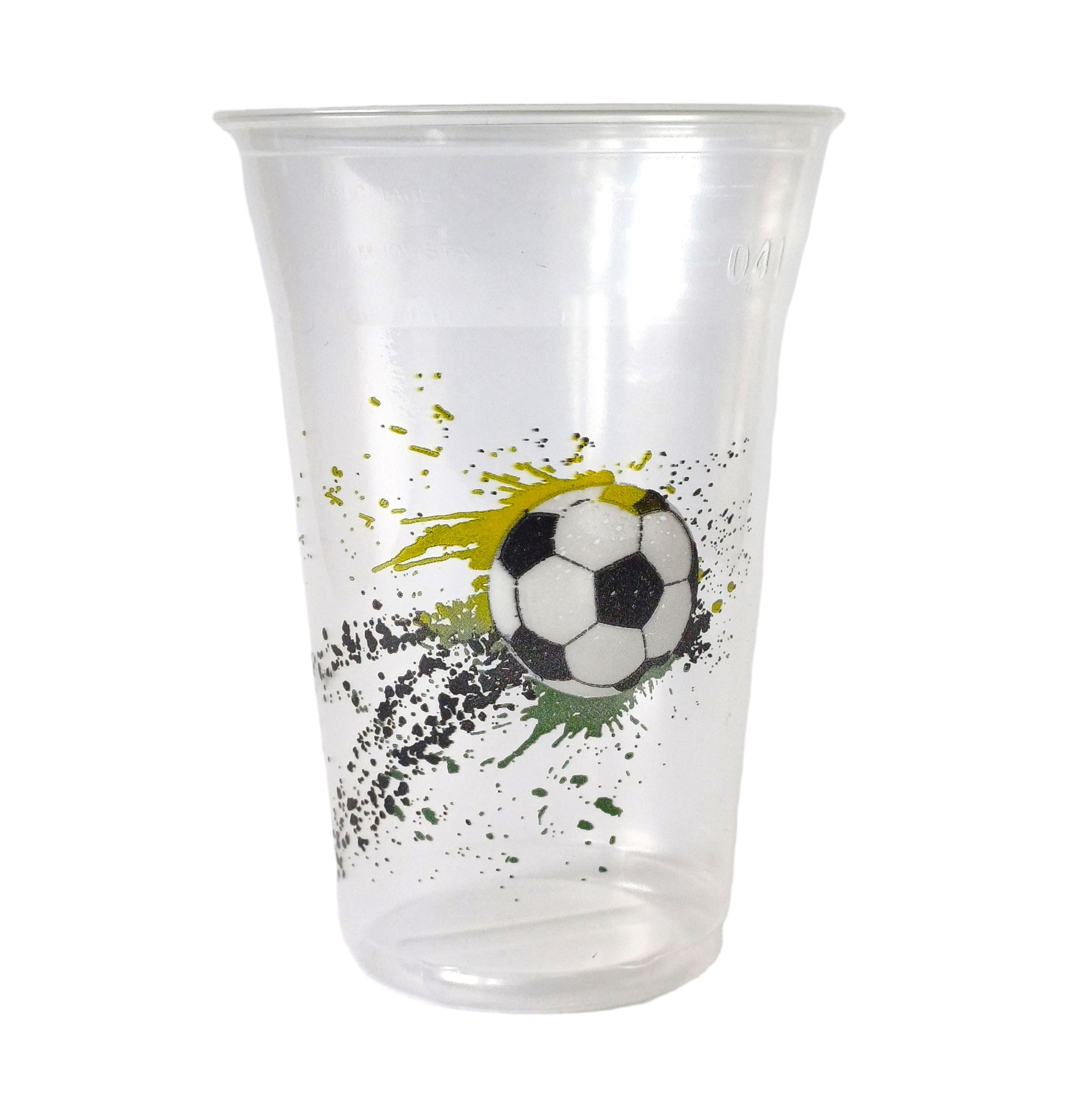 Kaltgetränkebecher 0,4l/400ml Ø95mm mit Fußballmotiv PP Mehrweg recycelbar 1200St