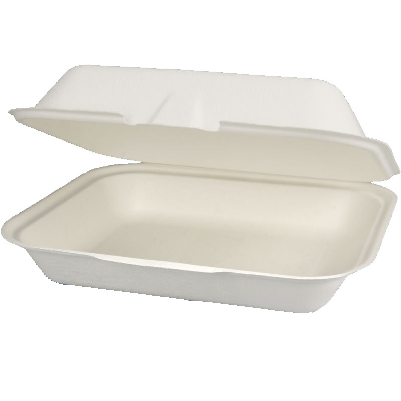 Bio Menüboxen Premium ungeteilt Zuckerrohr Bagasse weiß 240x200x80mm 200St