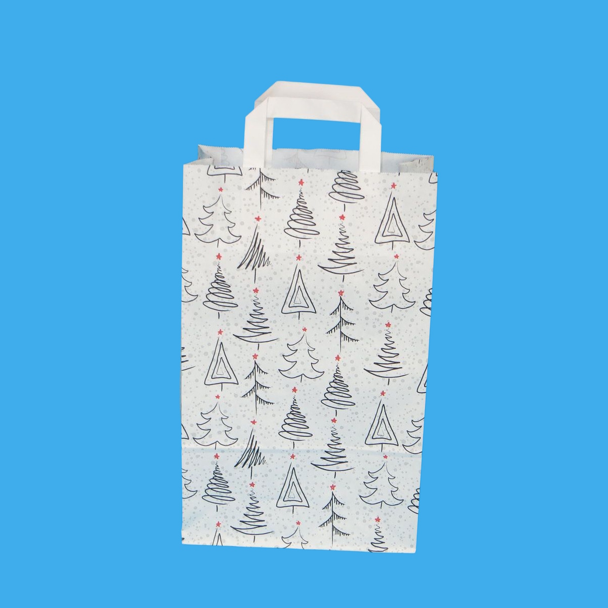 Papiertragetaschen Weihnachten weiß grau rot 22+10x36cm 70g/m² 250St