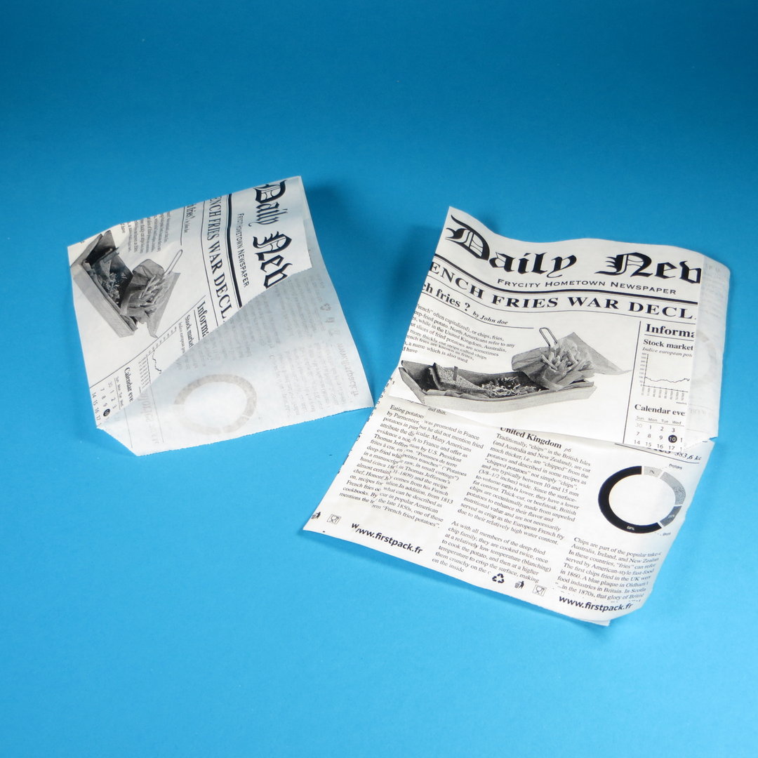 Snacktaschen mit Zeitungsmotiv 13x13cm Pergamentersatz fettdicht 1000St