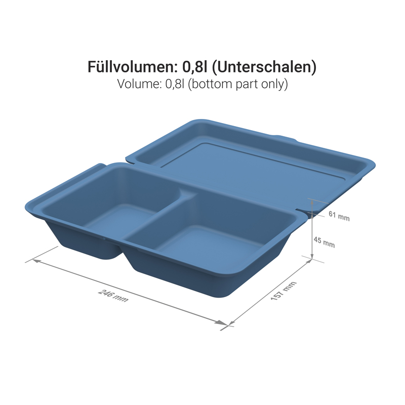 Mehrweg Menüboxen 2-geteilt 246x157x61mm PP Premium 50St. versch. Farben wählbar