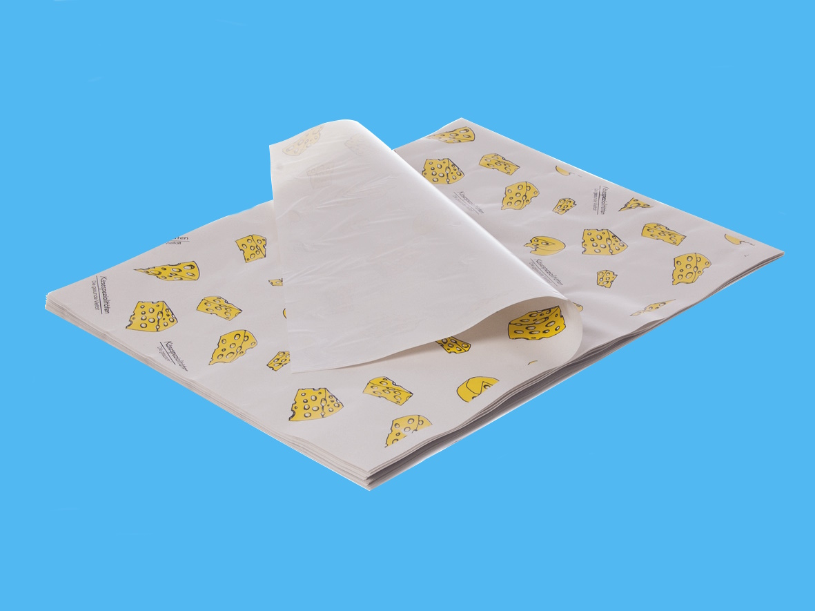 Frischpack Einschlagpapier 55g mit trennbarer Folienlage "Käse" 32x40cm 12,5kg