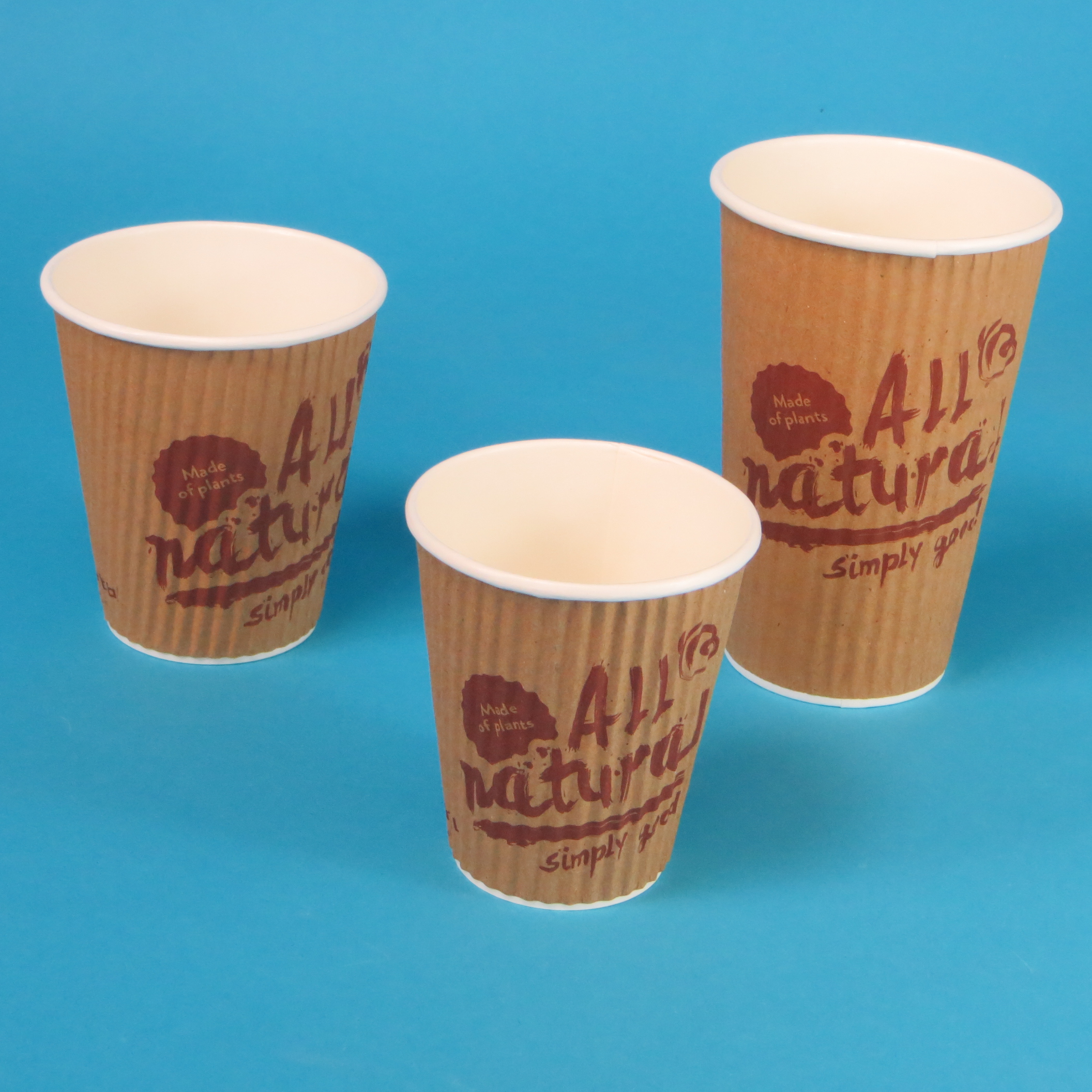 Bio Coffee to go Ripple Cups "Natural" ohne PE/PLA Beschichtung versch. Größen