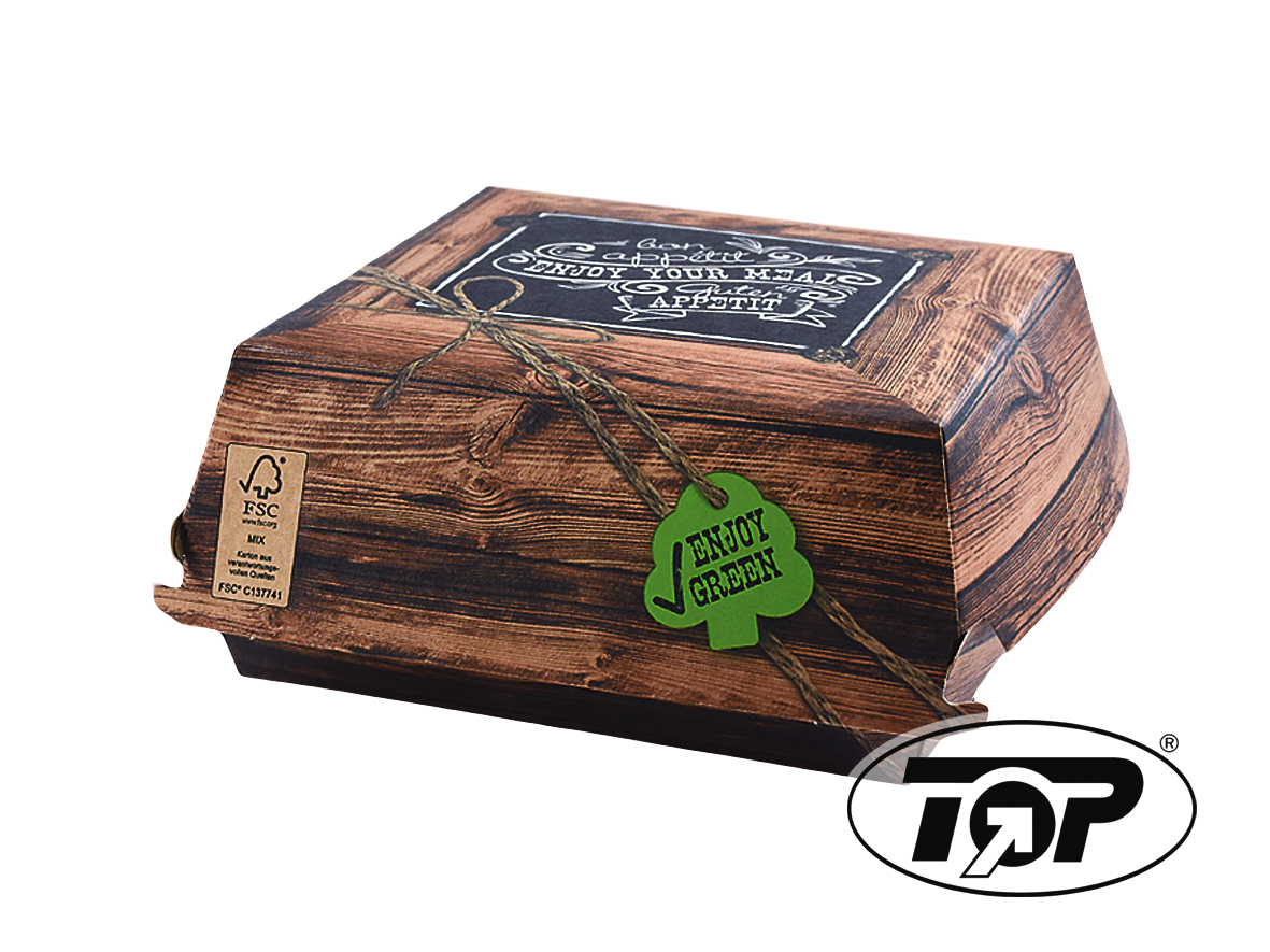 Bio Hamburgerboxen "Enjoy Green" FSC XL 160x160x70mm 600St