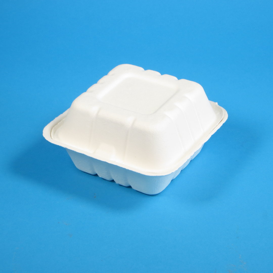 Bio Hamburgerboxen Bagasse/Zuckerrohr 162x152x80mm weiß 200St