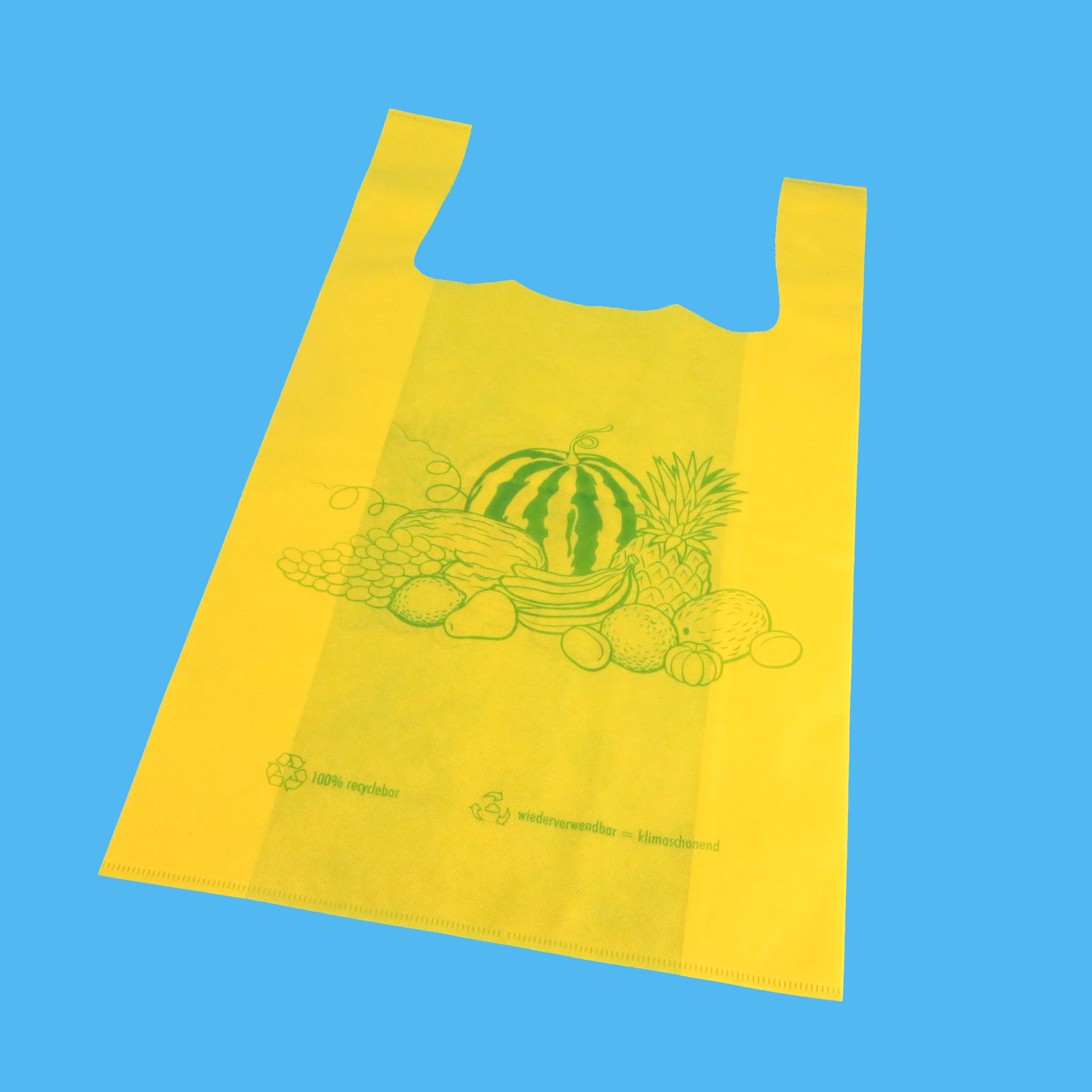 Mehrweg Hemdchentragetaschen "Obst" gelb 32+12x53cm 45g/m² PP Vlies 500St
