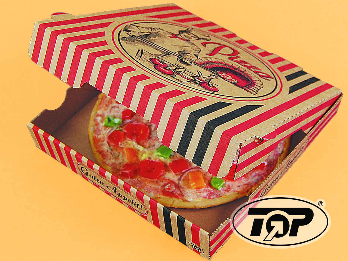 100 x Pizzakarton 30x30x4 Pizza-box Pizza box Pizzeria braun gestreift 