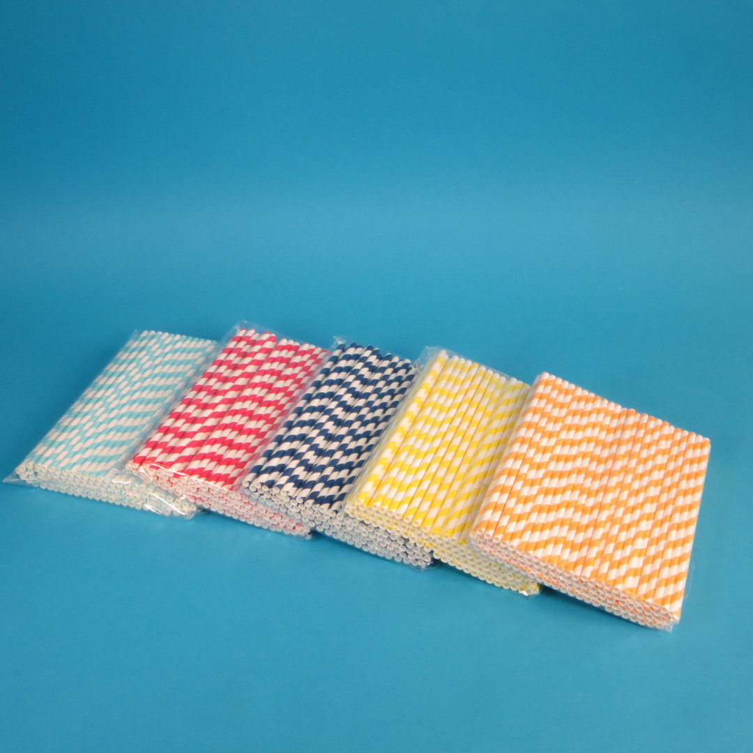 Papiertrinkhalme Ø6mm/22cm gestreift versch Farben 1000St Bigpack