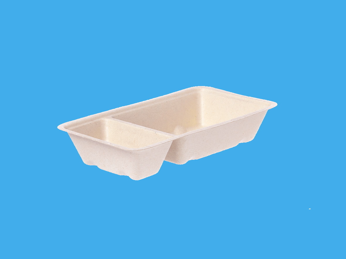 Bio Imbissschalen Bagasse/Zuckerrohr A23 2-get. 169x93x32mm 800St