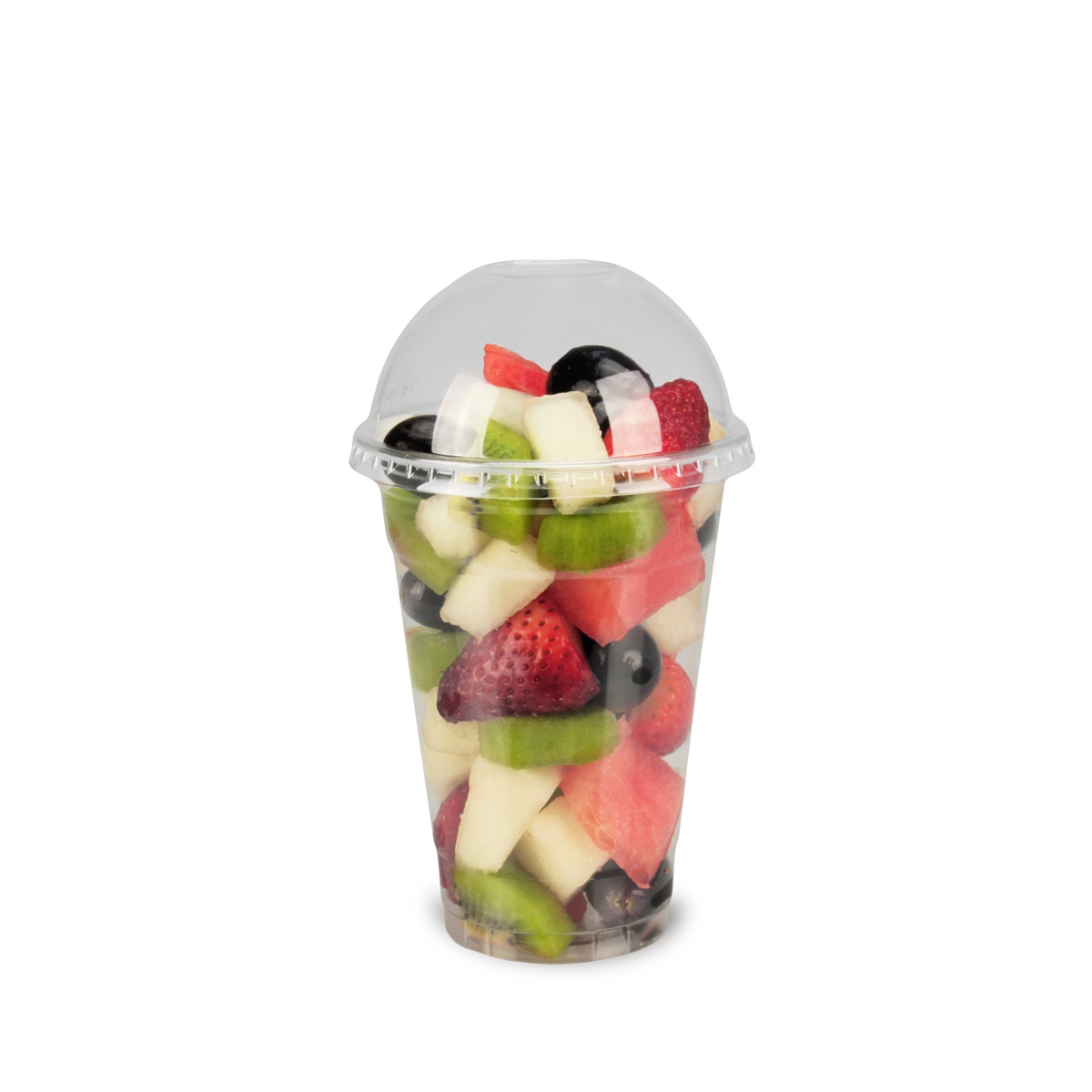 Obstbecher 500ml 20oz glasklar inkl. Domdeckel ohne Loch Ø92mm PET recyclebar 1000St