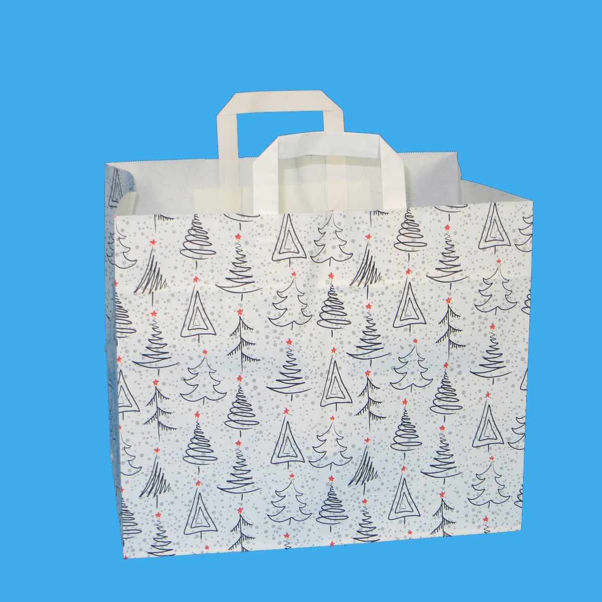 Papiertragetaschen Weihnachten weiß grau rot 32+22x27cm 250St