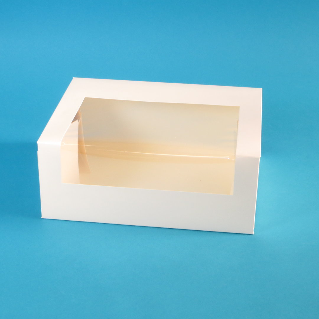 Cakeboxen weiß Frischfaser mit Sichtfenster versch. Größen