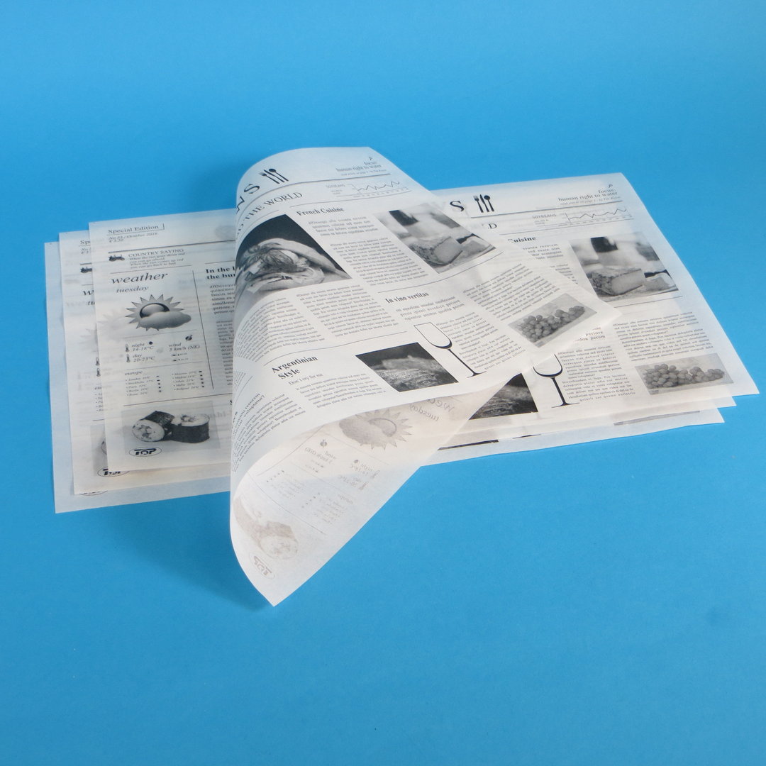 Einschlagpapier fettdicht "Zeitungsmotiv" 25x38cm 1000St