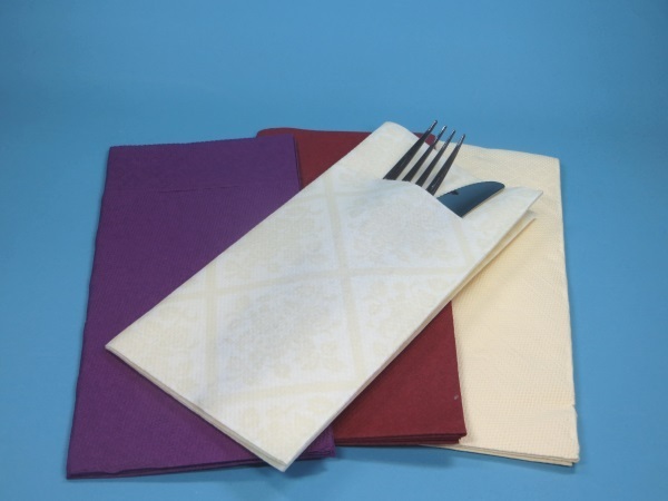 Pocket Napkins Airlaid 40x40cm 1/8 600St versch. Farben