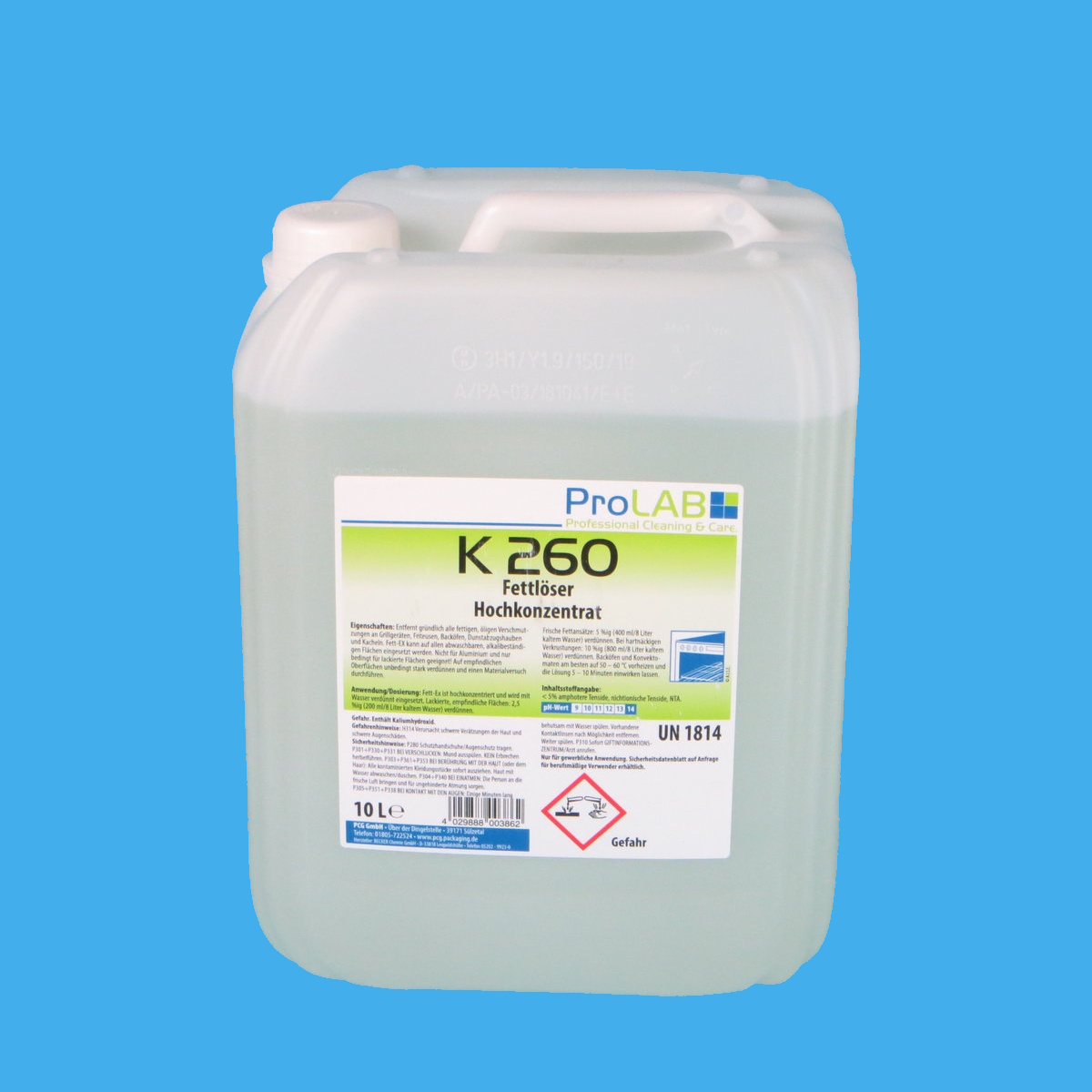 Profi Fettlöser K260 Fett-Ex Hochkonzentrat flüssig 10l Kanister