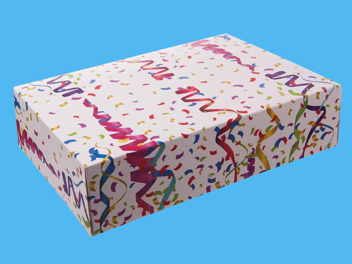 Transportkartons für Berliner / Krapfen / Pfannkuchen "Konfetti" 31x22x8cm 150St