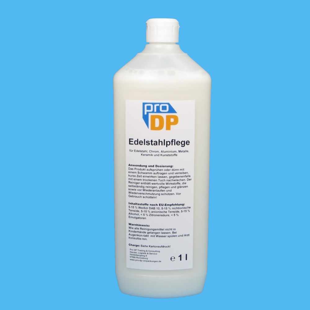 Pro DP Edelstahlreiniger/Edelstahlpflege flüssig 13x 1l Flasche