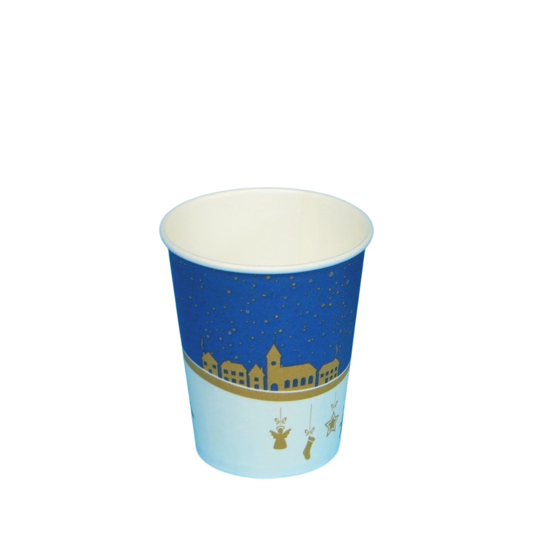 Bio Glühweinbecher "Winterlandschaft" Hartpapier mit Bio Barriere 200ml/0,2l Eichstrich 1500St.