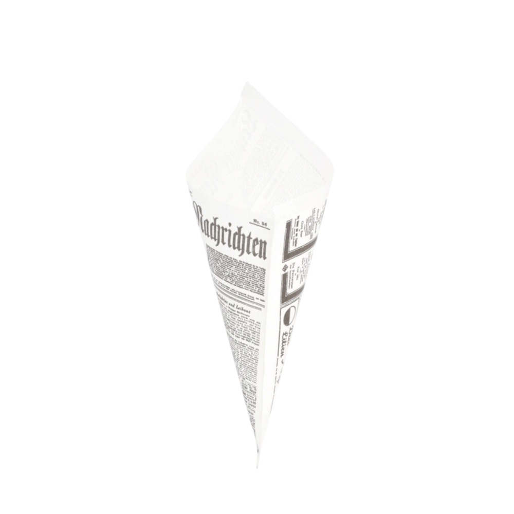 Snack Spitztüten "Zeitungsdruck" 2-lg 190mm/125g fettdicht 500St