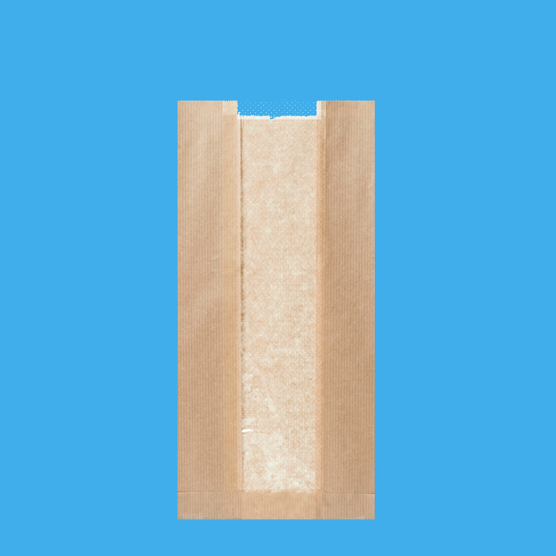 Sichtstreifen Faltenbeutel braun XL 20+8x46cm Papier+OPP 1000St