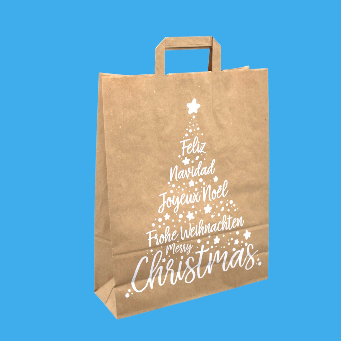 Papiertragetaschen Weihnachten braun "Xmas" 32+12x40cm 80g/m² 250St