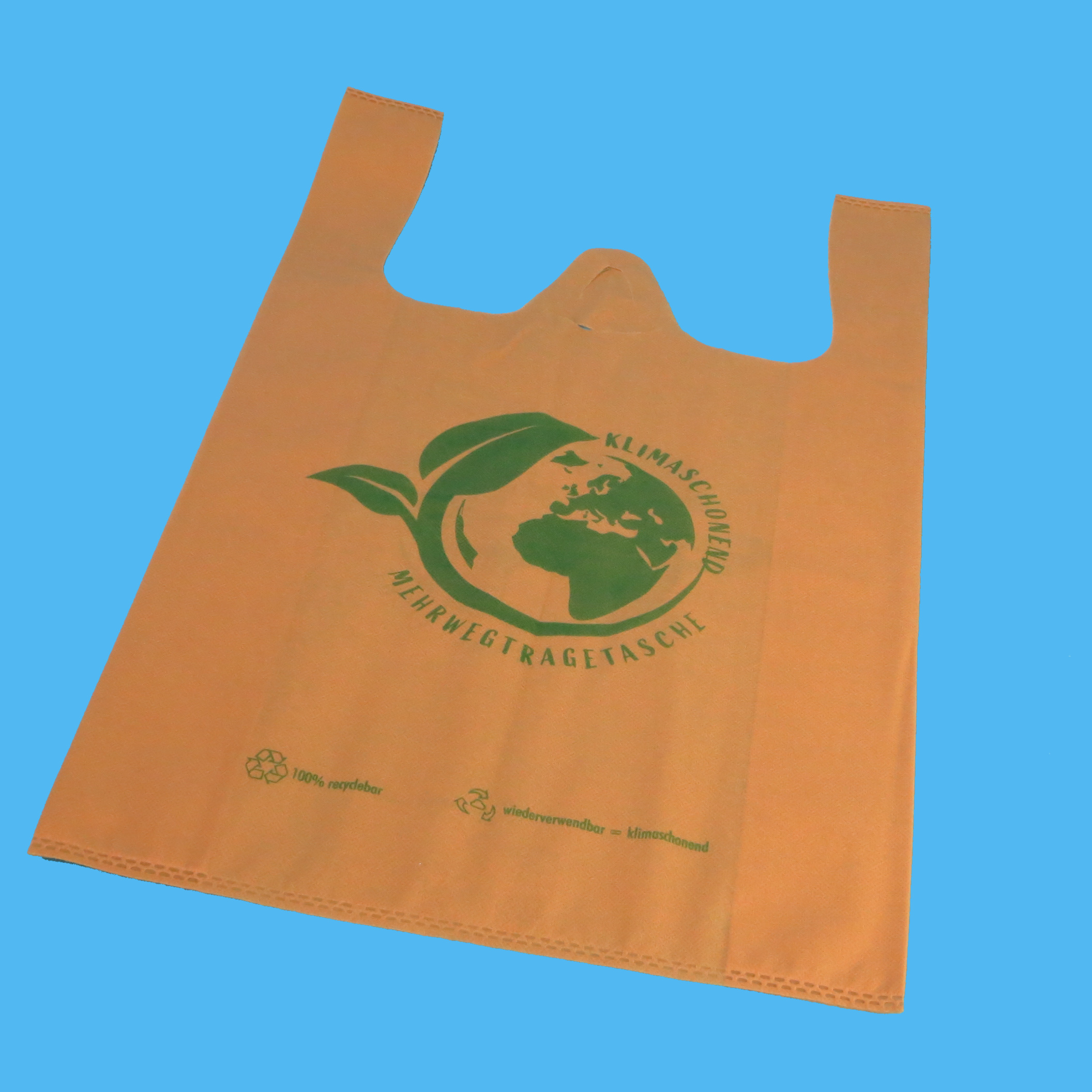 Mehrweg Hemdchentragetaschen beige"Umwelt" 25+12x45cm 30g/m² PP Vlies 500St