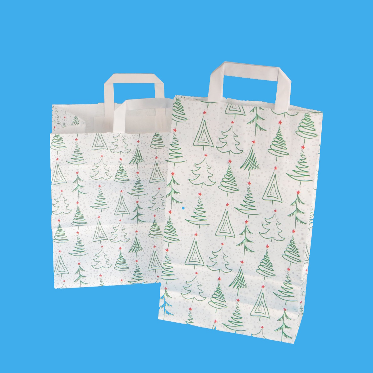 Papiertragetaschen Weihnachten weiß grün rot 70g/m² 250St versch. Größen
