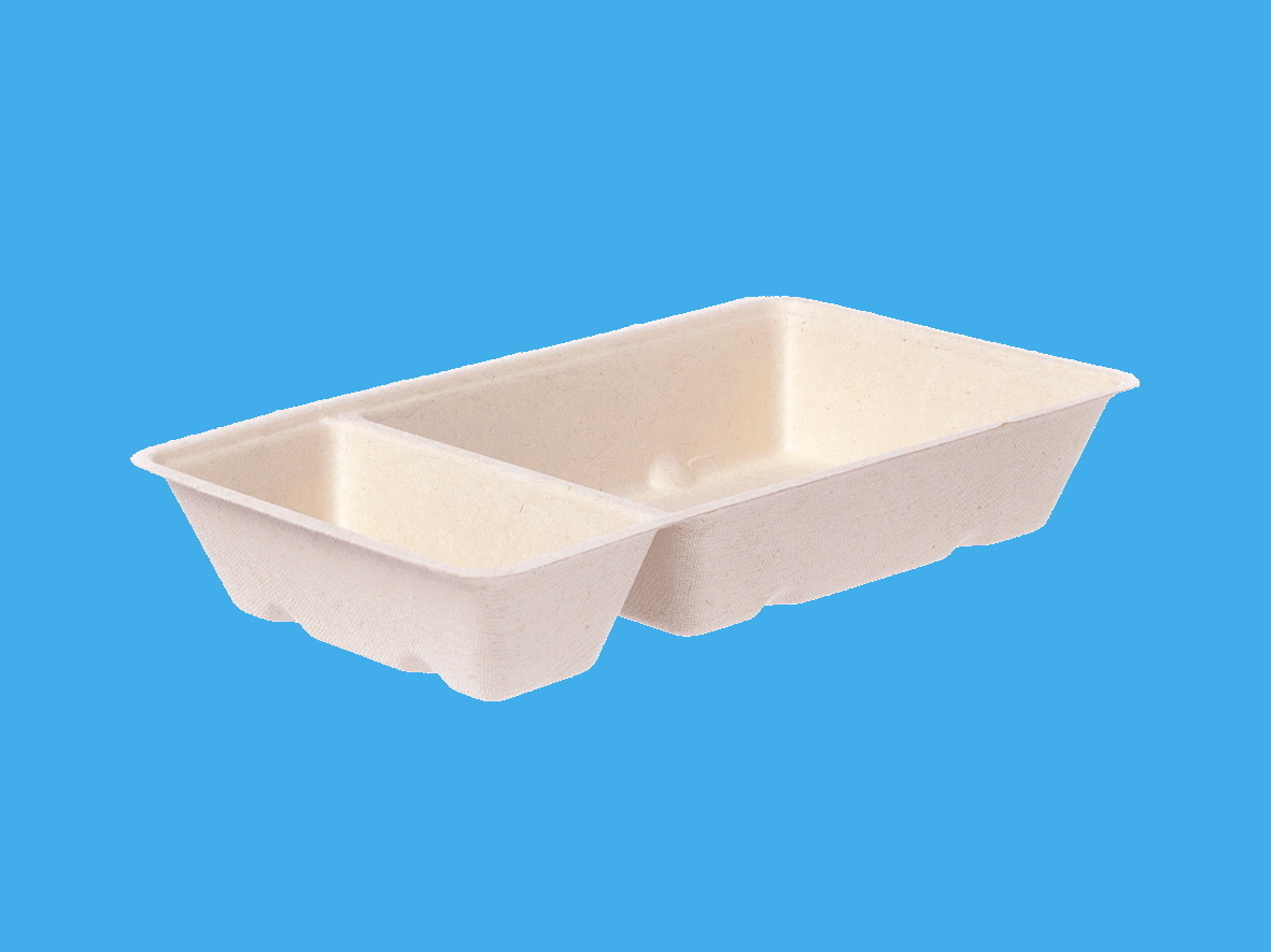 Bio Imbissschalen Bagasse/Zuckerrohr A20 2-get. 205x118x36mm 600St