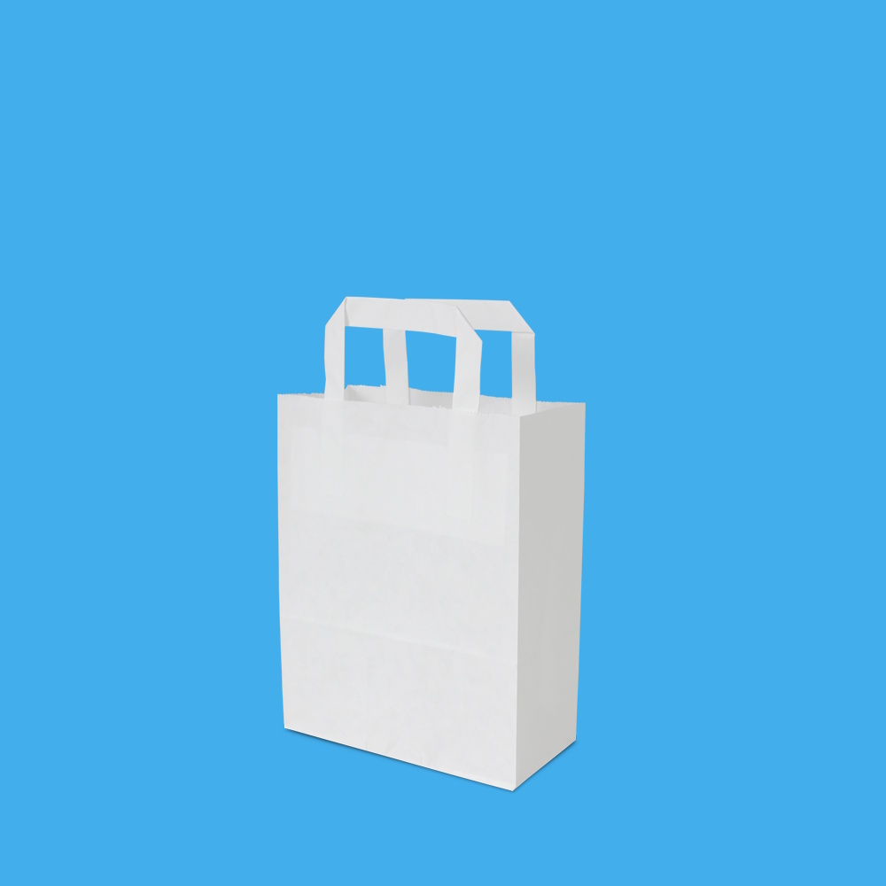 Papiertragetaschen mit Flachhenkel weiß 22x11x28cm 70g/m² 250St.