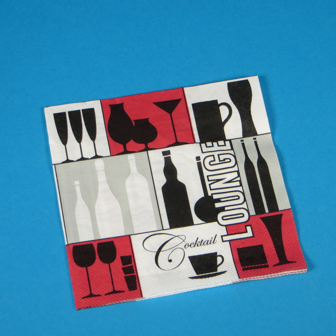 Cocktailservietten "Cocktail Lounge" 25x25cm 3lg 1/4 1000St