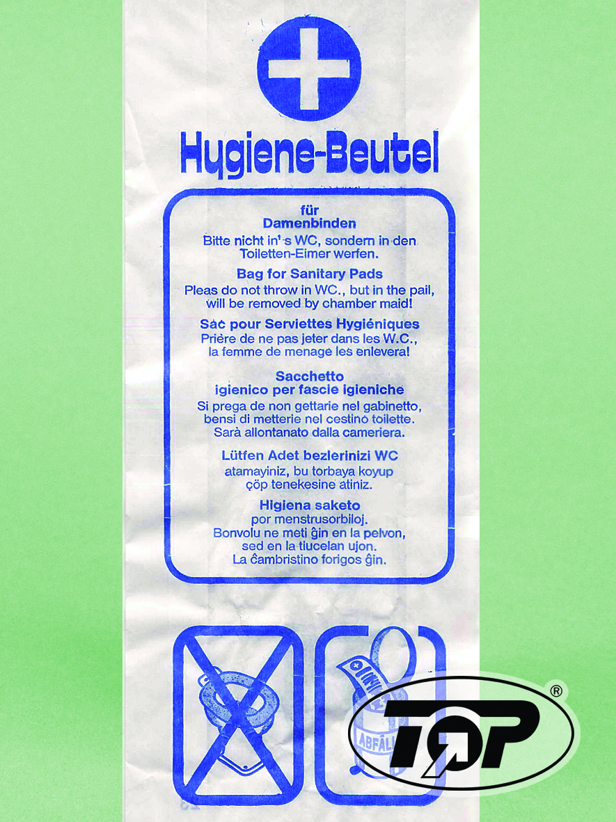 Hygienebeutel HDPE weiß 8+6x25cm  50 Spender á 30 St