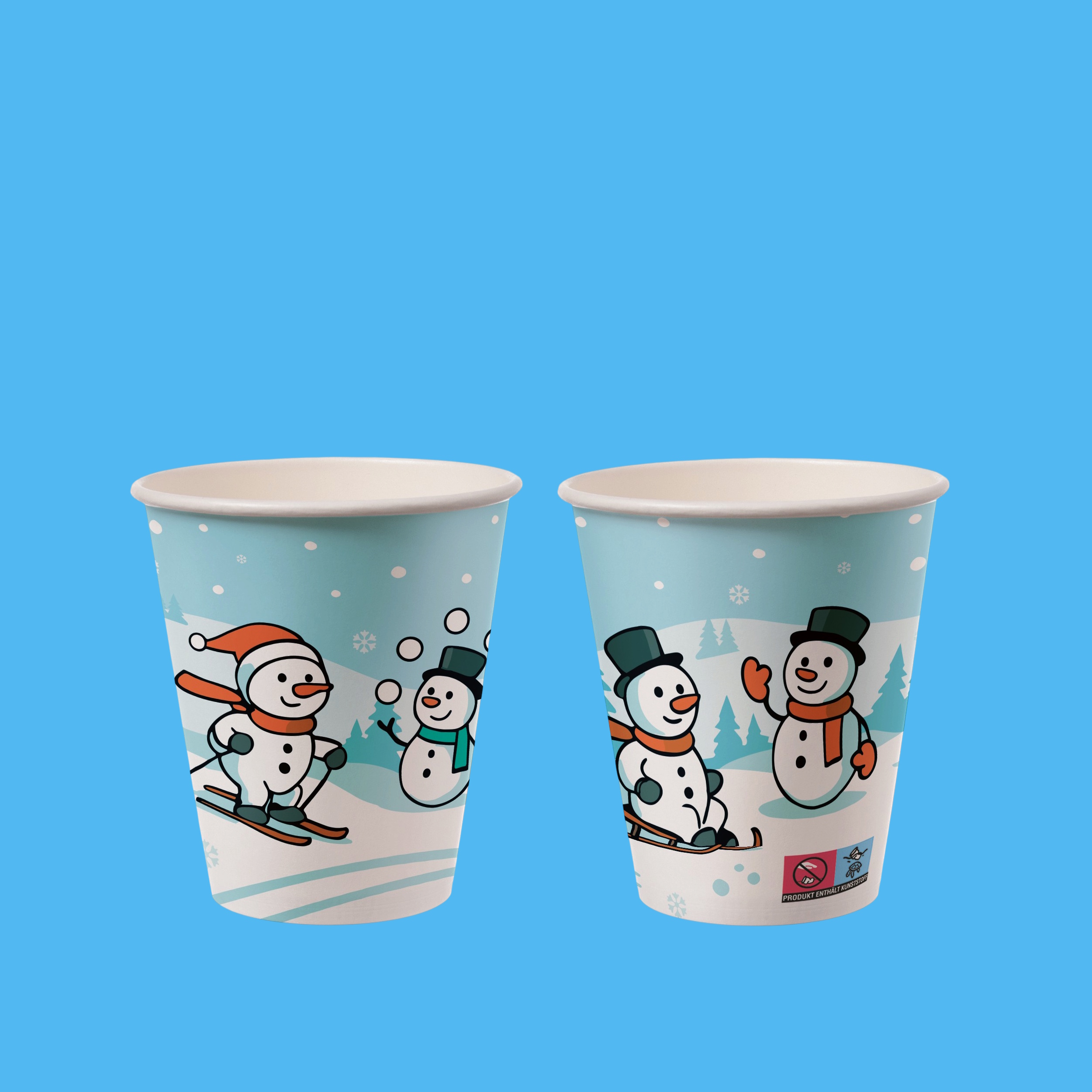 Heißgetränkebecher 8oz/200ml mit Weihnachtsmotiv "Schneemann" Papier/PE 1000St