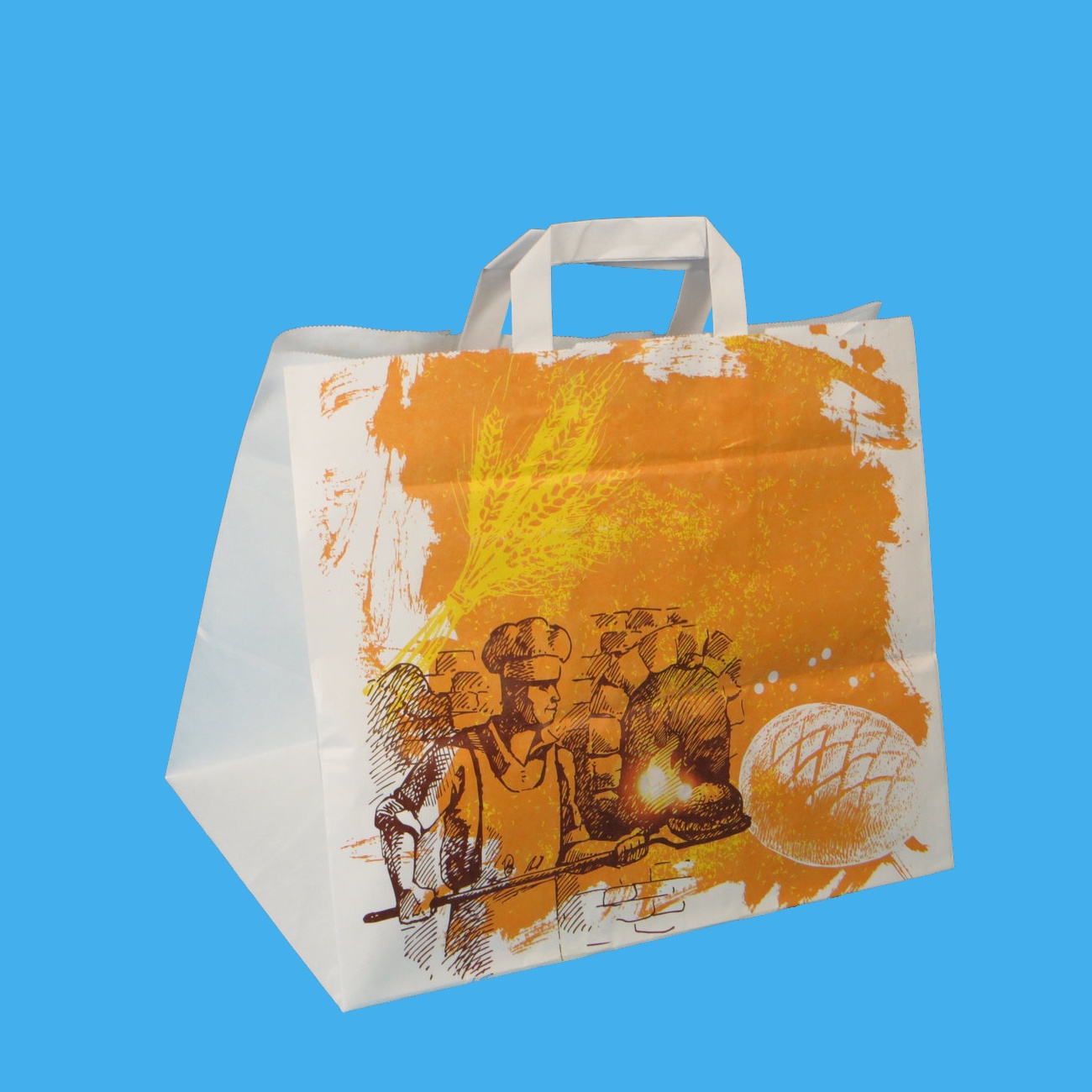 Papiertragetaschen mit Bäckermotiv "Steinofen" 32+22x27cm 80g/m² 250St