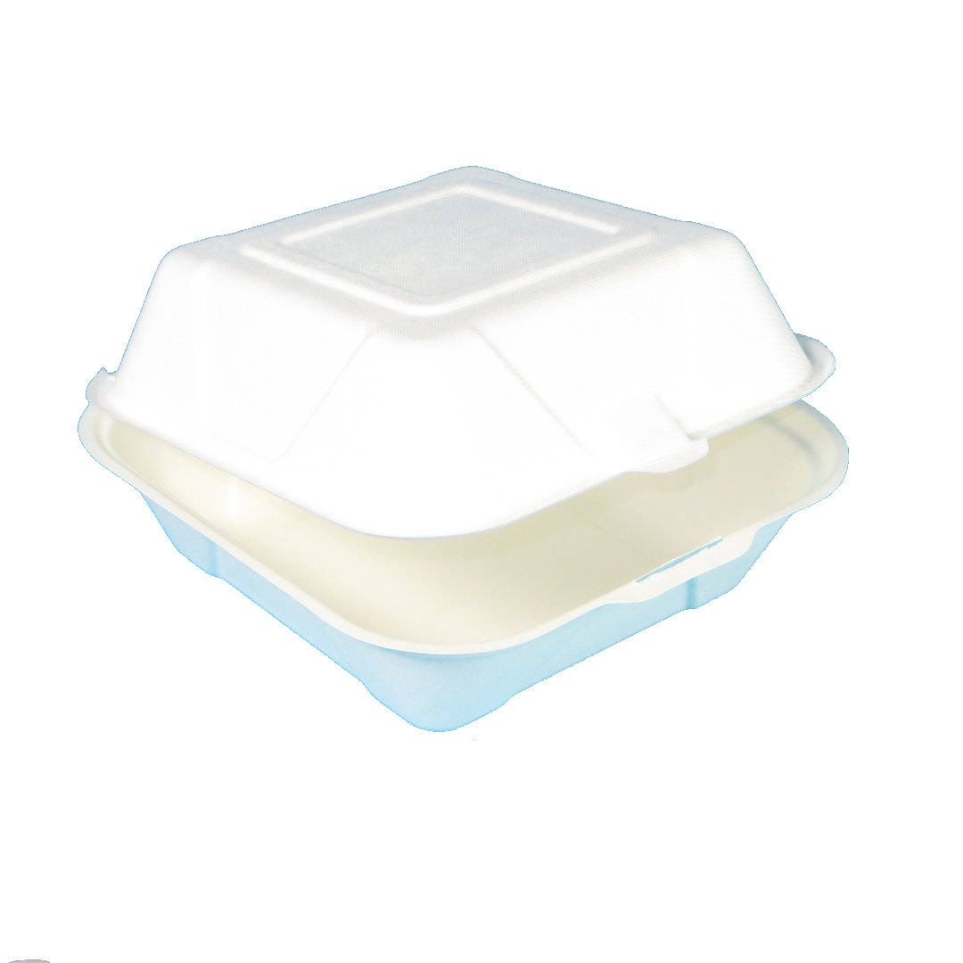 Bio Hamburgerbox Zuckerrohr/Bagasse XL 215x215x105mm weiß 200St