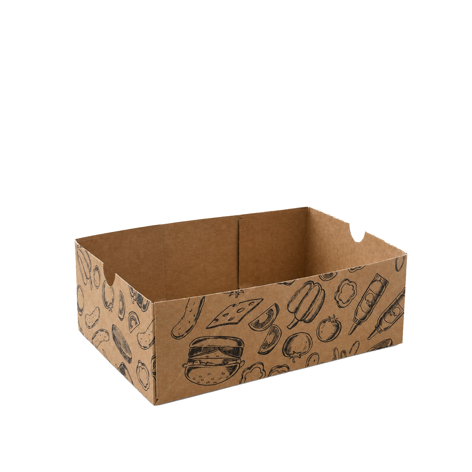 Snack Transport Trays 20,5x14,7x7cm Karton braun mit Neutraldruck 500St