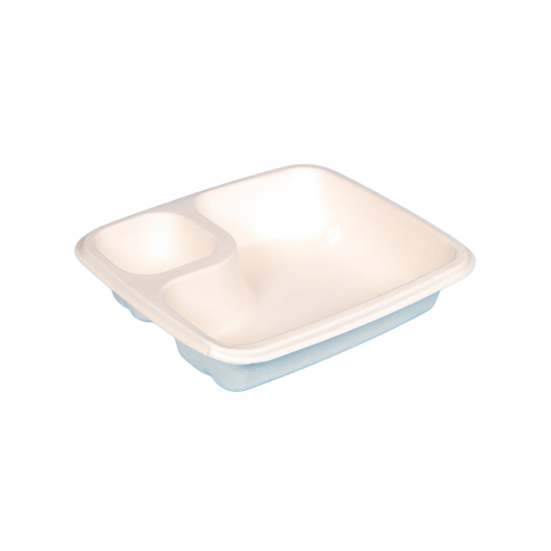 Bio Snackschalen mit Dipfach 500+80ml weiß Bagasse/Zuckerrohr 500St