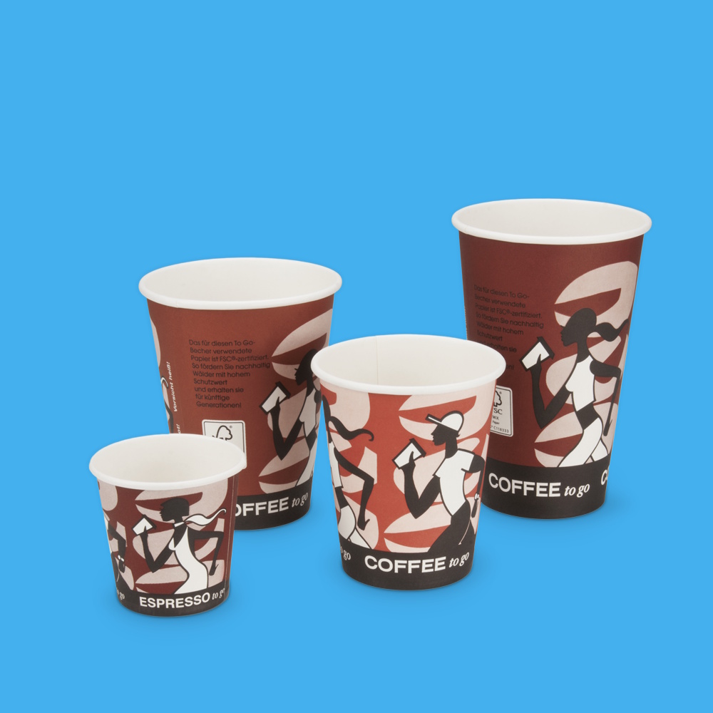Coffee to go Becher "Coffee Grabbers" Singlewall PE-beschichtet versch. Größen