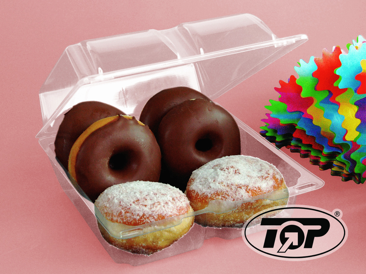 Klarsicht Klappboxen für Donuts, Berliner, Krapfen usw. recycelbar versch. Größen